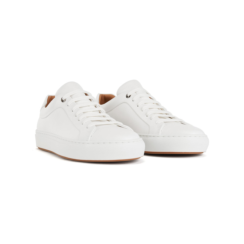 Burnished-Leather Low-Profile Trainers with Rubber Sole