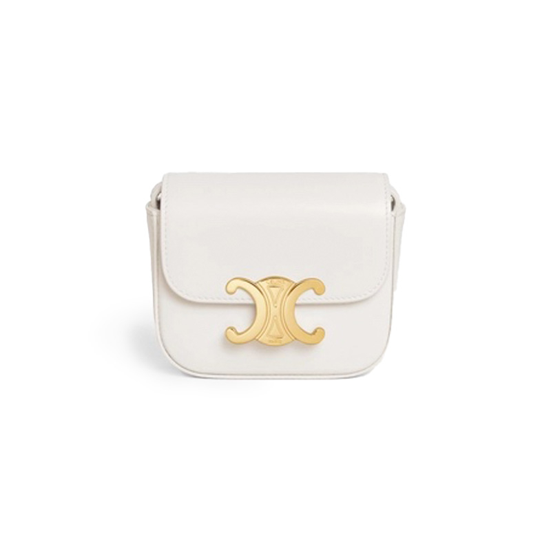 Mini Triomphe Handbag in Shiny Calfskin Rice