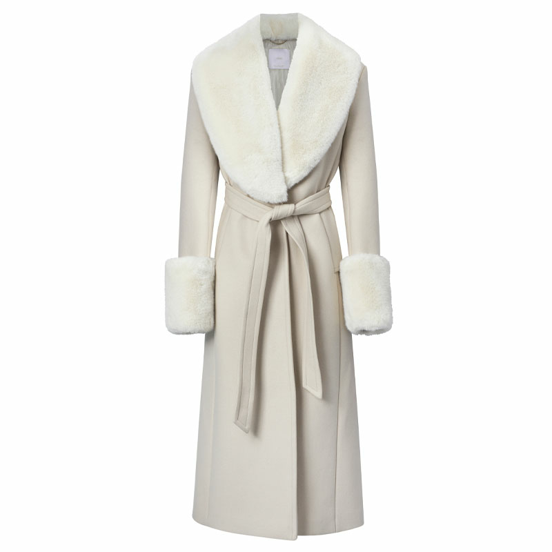 Wool Coat with Detachable Fur Details