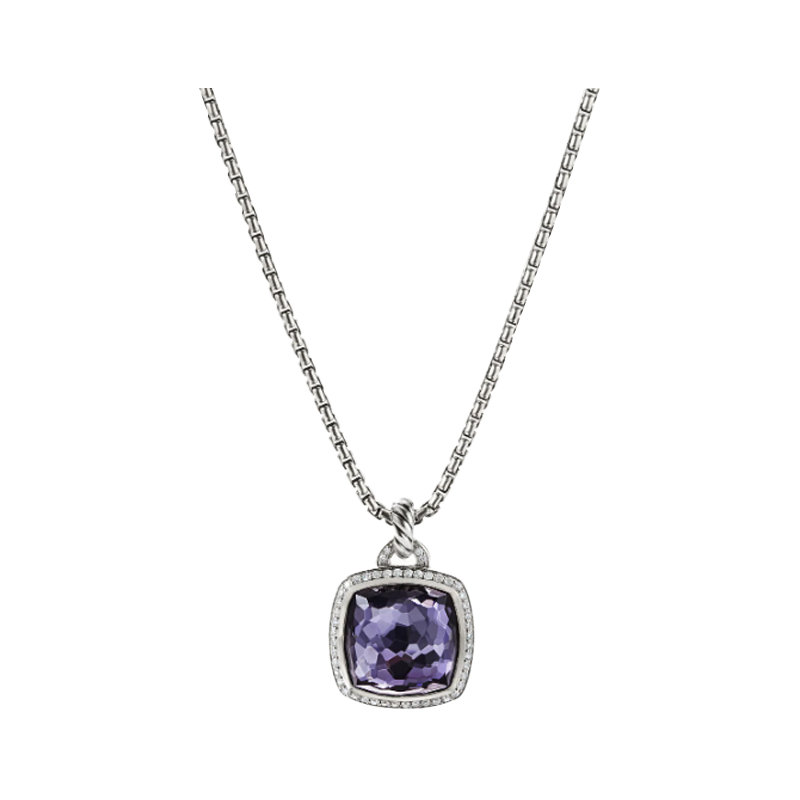 Albion Pendant with Black Orchid and Pave Diamonds