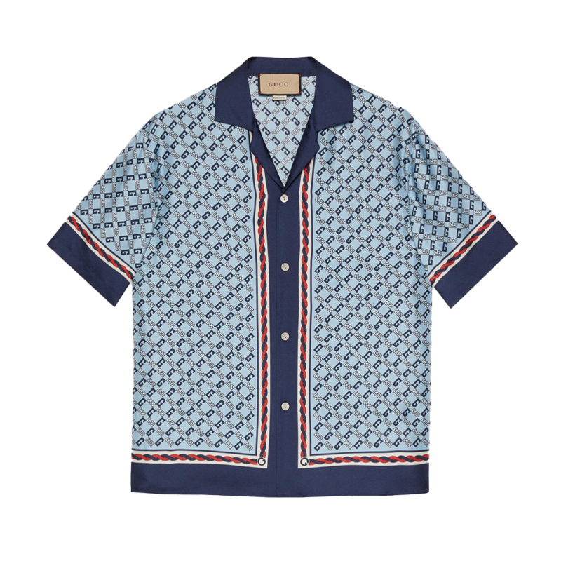 Gucci Geometric Square G Print Silk Shirt