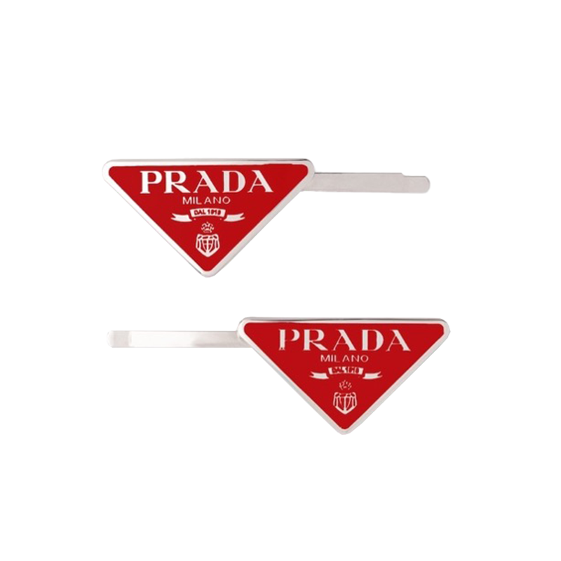 Metal hair clips by Prada