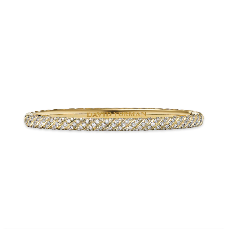 Sculpted Cable Bangle Bracelet with Diamonds