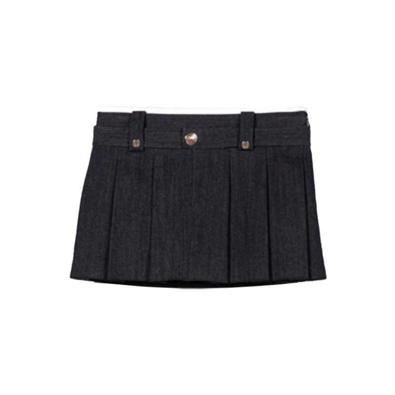 Maje Black Denim-Effect Mini Skirt