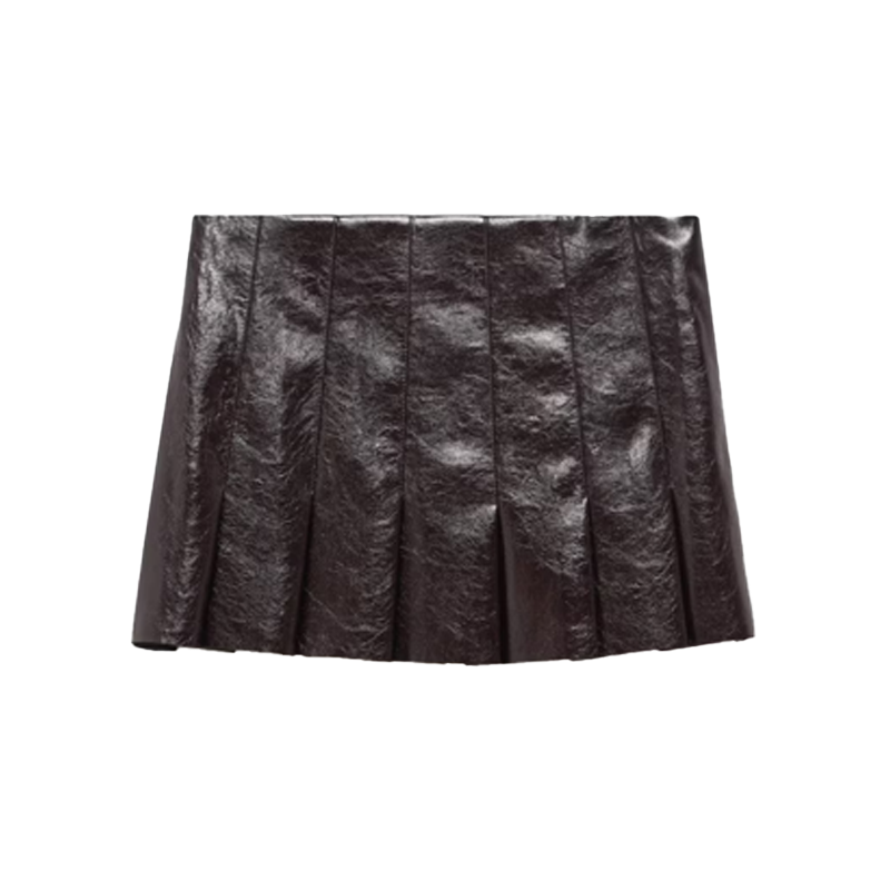 Mango Leather effect brown mini skirt Available at Mango