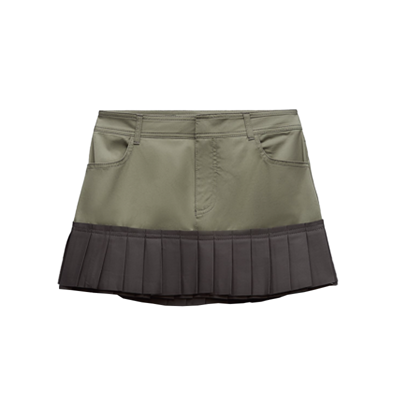 Mixed Box Pleat Mini-Skirt