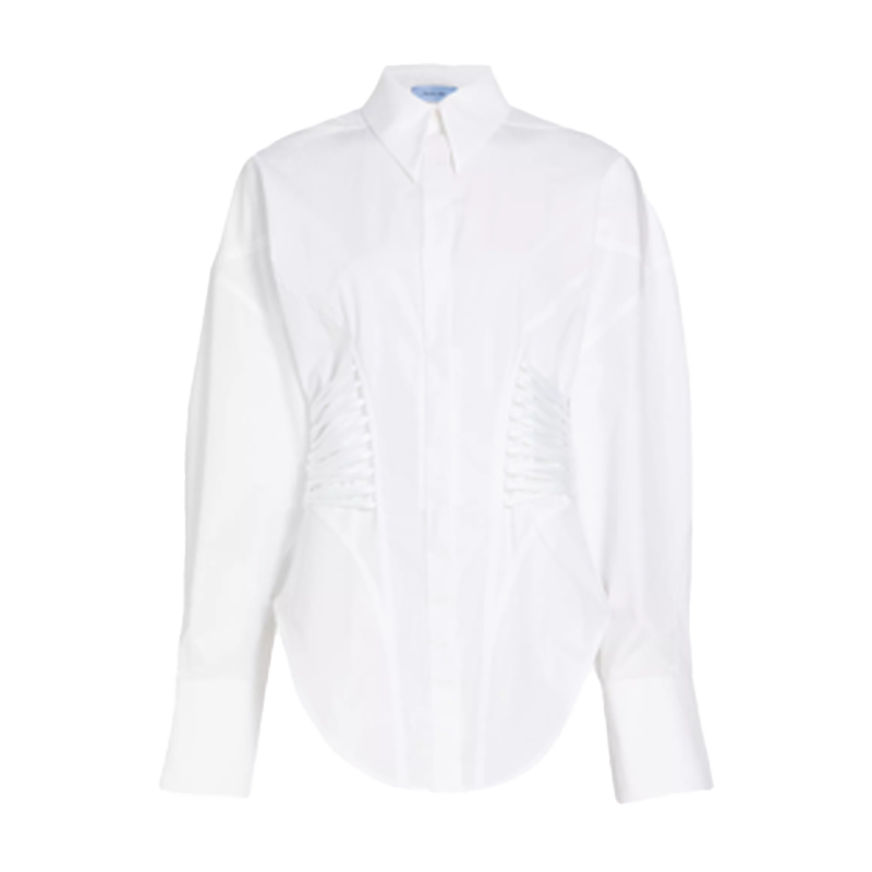 Mugler Cotton Button Down Corset Top Available at Nordstrom