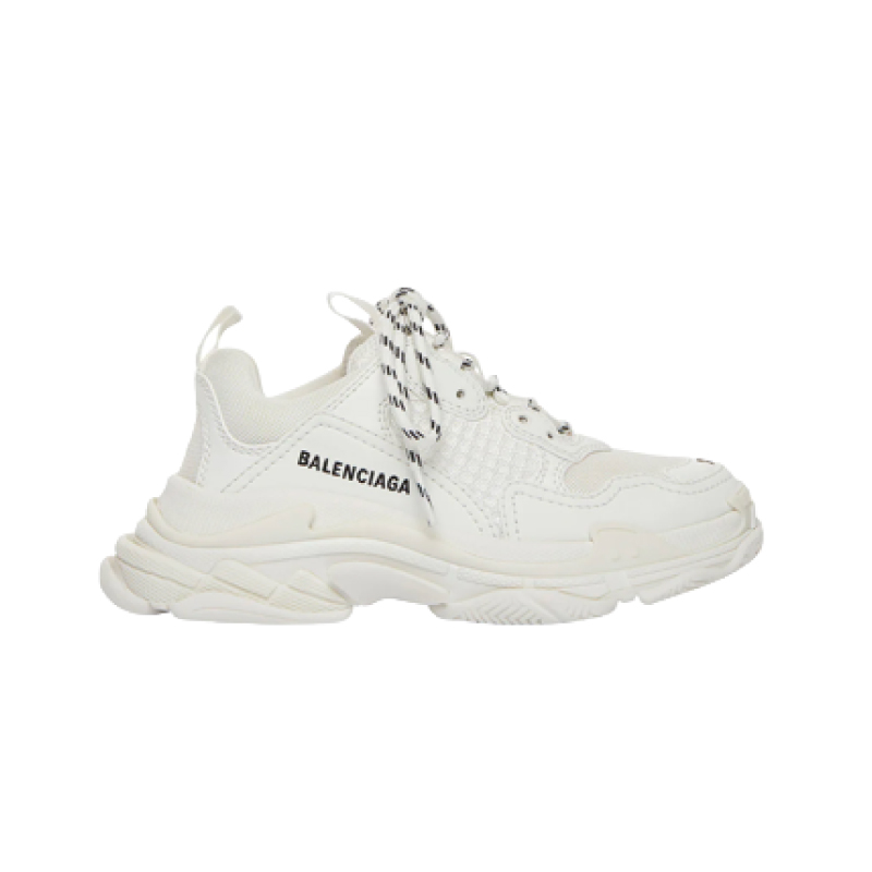 Balenciaga, White-Triple S Kids Sneakers