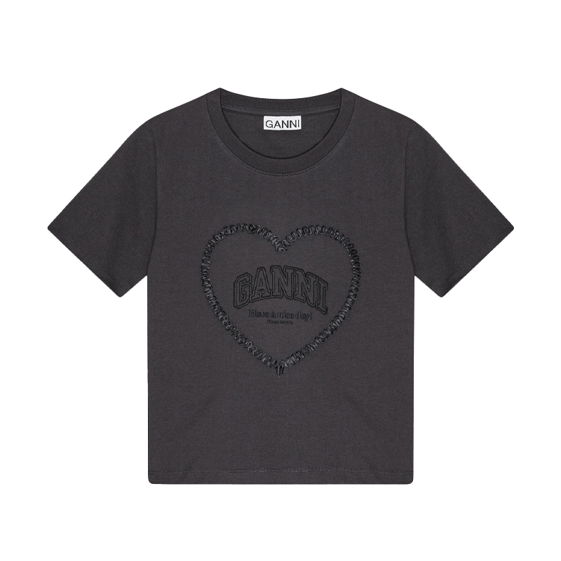 Black Heavy Cotton Heart T-Shirt