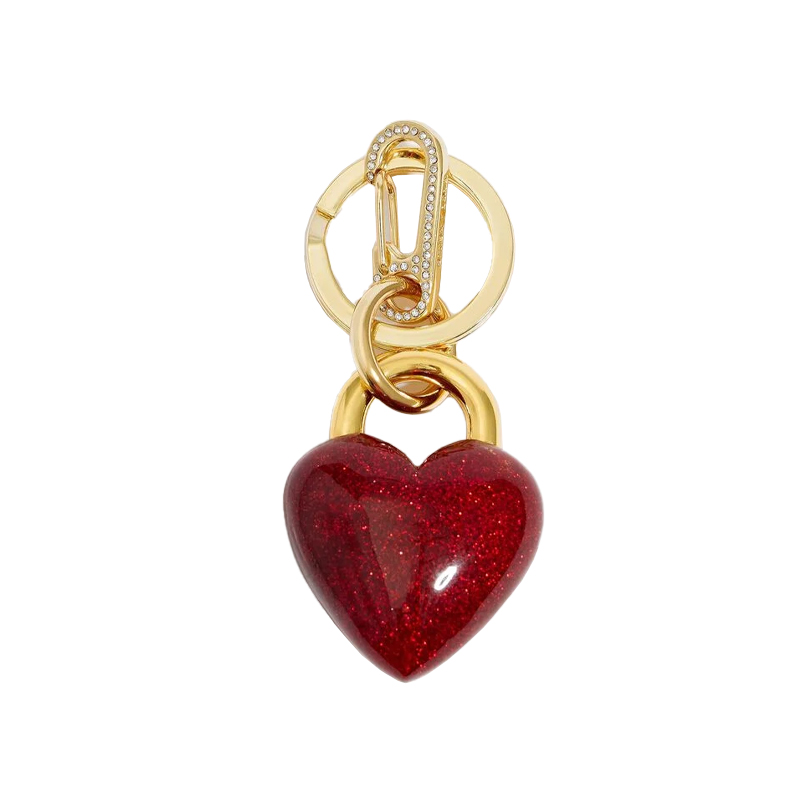 Glitter Heart Resin Key Ring