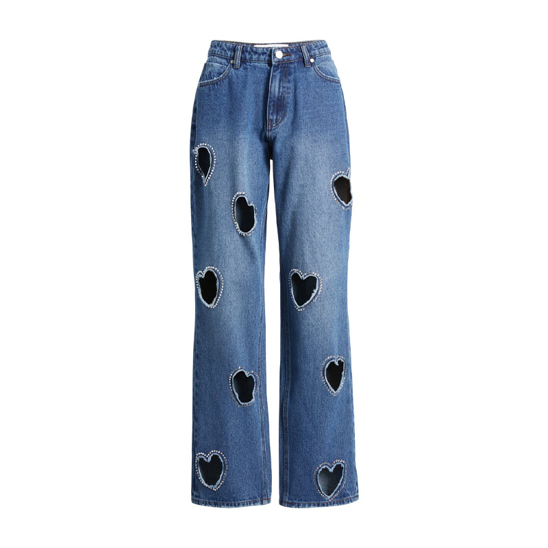 Laser Cut Heart Jeans